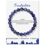 Sodalite Gemstone Stretchy 8mm Ball Bracelet With Message Card (55mm)